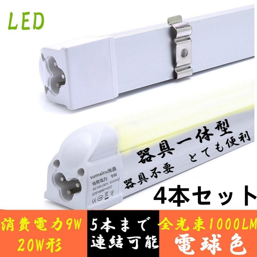 LEDベースライト 20W形 高輝度1000lm 器具一体型 60CM 電球色 天井直付