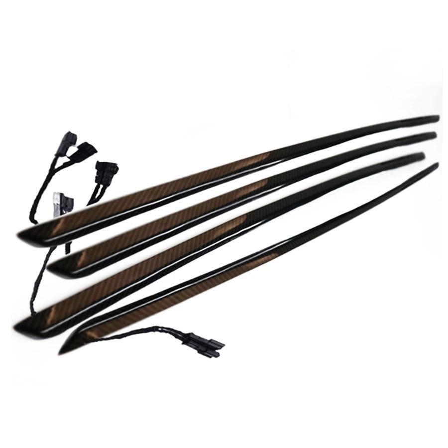 車 室内 イルミネーション カーボン ドアパネルトリム デコレーションイルミ ブルー＆オレンジ BMW F30 F31用