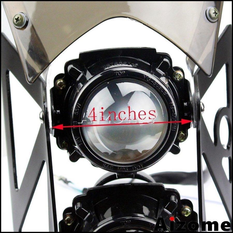 人気 汎用バイクダートバイクツインヘッドライト w ブラケット