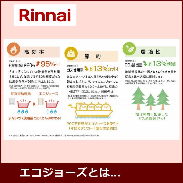 [本体のみ] RUF-E2006SAW / 20号 / リンナイ ガスふろ給湯器 / 設置フリータイプ / オートタイプ / 屋外壁掛型 / エコジョーズ｜sumaiya｜04