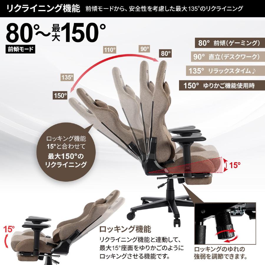 ルームワークス ROOMWORKS ゲーミングチェア VESTEX VES-S1FT フットレスト付き ポケットコイル リクライニング アームレスト_7