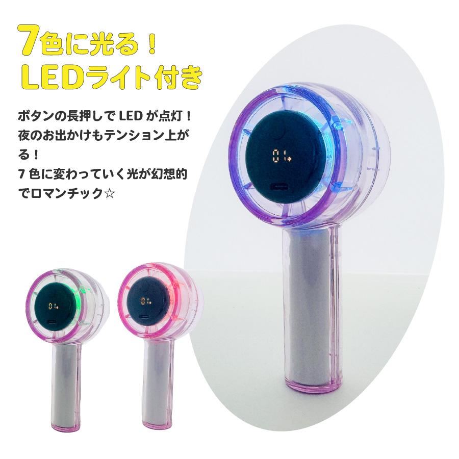 日販 ハンディファン スケルトン 透明デザイン LEDディスプレイ付き 5