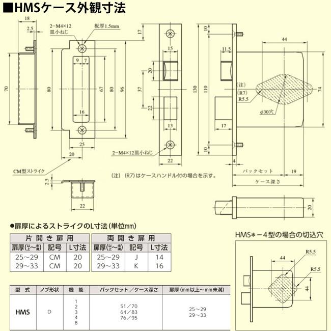 美和ロック MIWA HMSD-1型 本締付モノロック錠 室外：シリンダー/室内