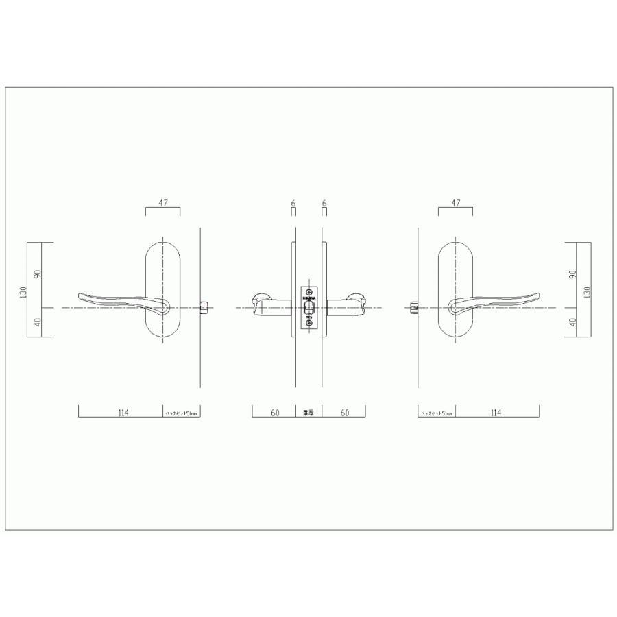 長沢製作所 GMレバーハンドル TX-1K02 GT WB SB MU 空錠 小判座 ドアノブ レバー 鍵無し | 長沢製作所 | 05