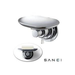 吸盤 ソープディッシュ 強力吸盤 真空吸盤 石鹸置き おしゃれ シルバー 三栄 SANEI PW1813 | 
