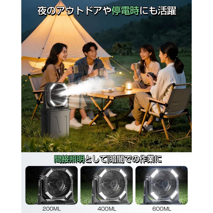 2026年モデル.10l.40000mAh】ミストファン コードレス キャンプ扇風機
