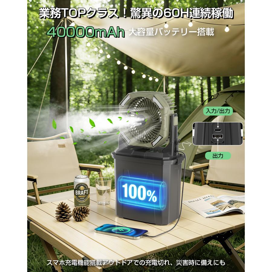 2026年最新モデル.10l.40000mAh】ミストファン コードレス ミスト