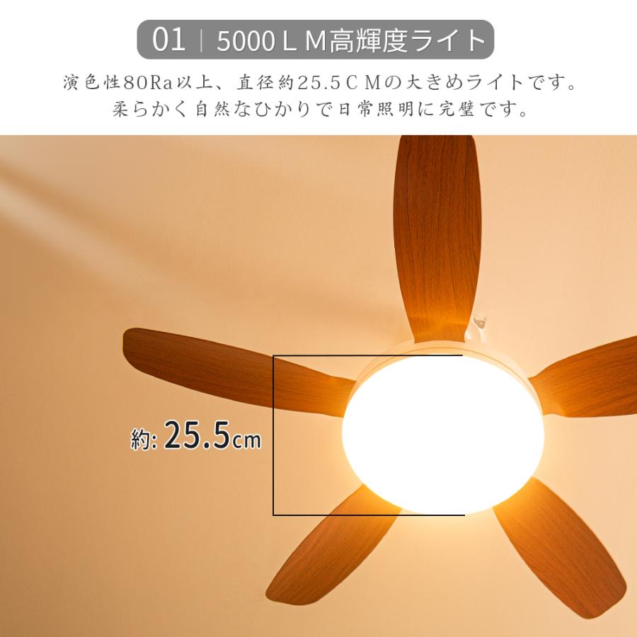 シーリングファンライト【大型.大風量.大光量】5000lm 8~10畳 E26