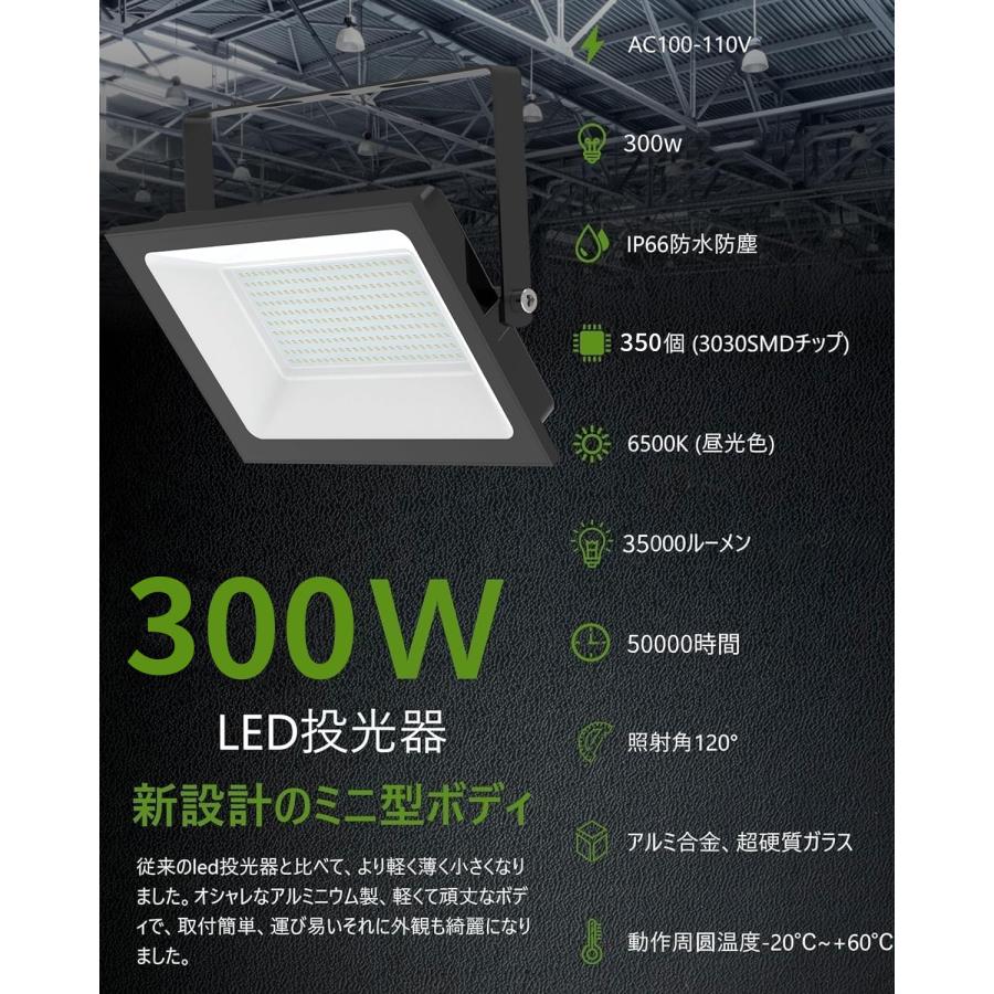 300W/35000LM【最強の超爆光超薄型】投光器ledライト 屋外作業灯 IP66 