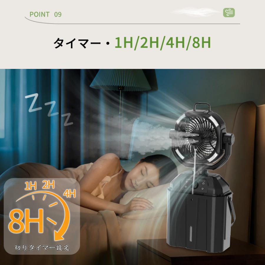 キャンプ扇風機 ミストファン 充電式【ミスト噴霧機能.瞬間冷却