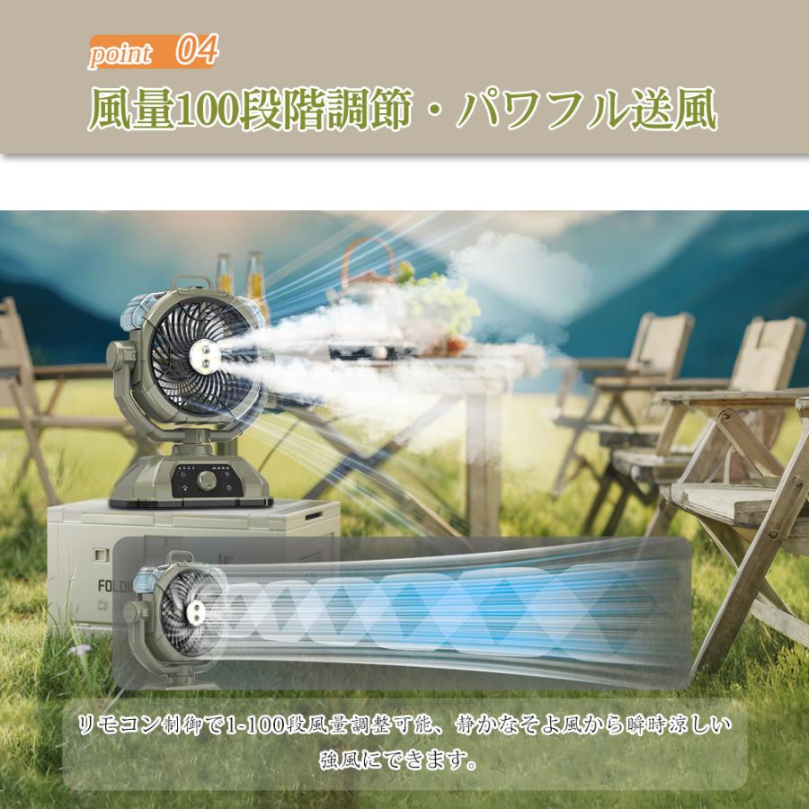 キャンプ扇風機 ミストファン 充電式【ミスト噴霧機能.瞬間冷却