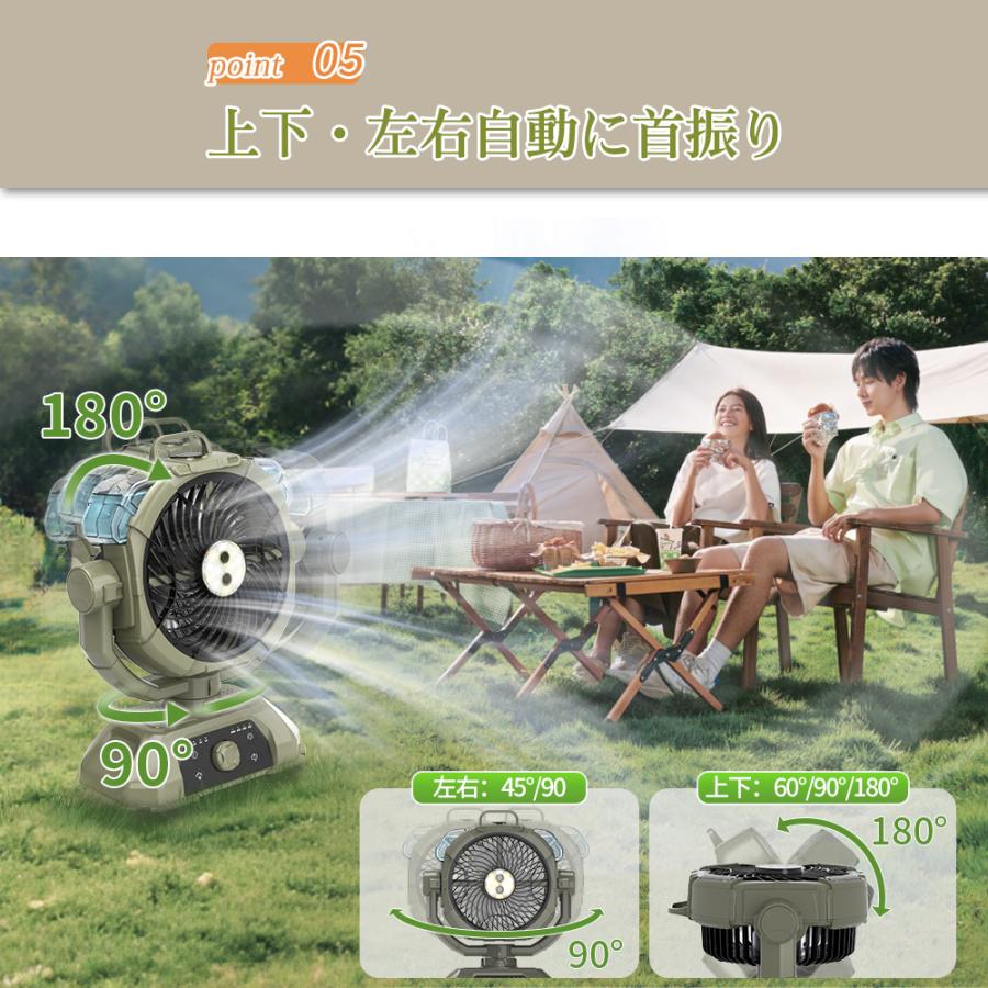 キャンプ扇風機 ミストファン 充電式【ミスト噴霧機能.瞬間冷却