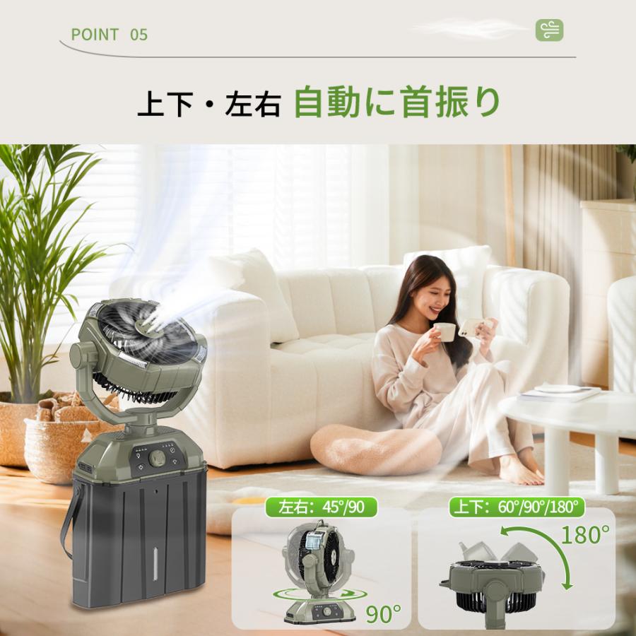 キャンプ扇風機 ミストファン 充電式【ミスト噴霧機能.瞬間冷却