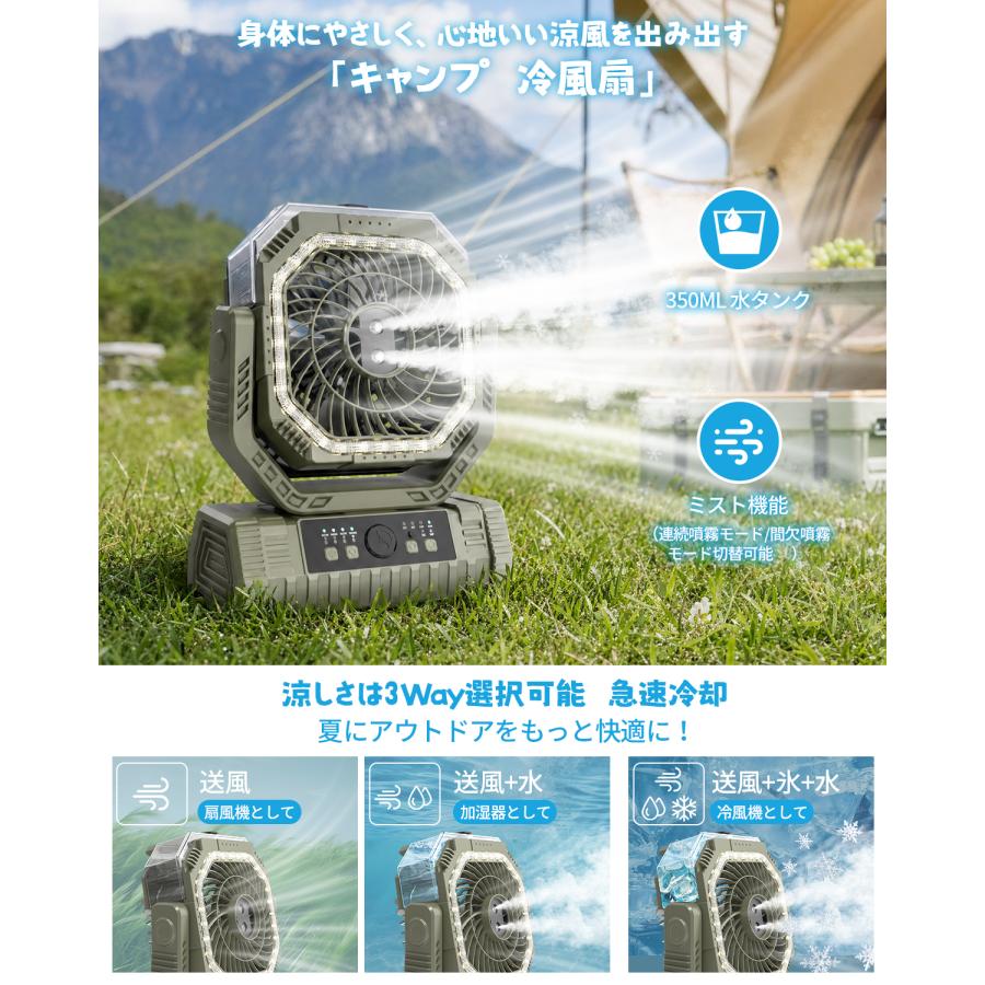 充電式扇風.2026最新ミストファン.36000mAh】アウトドア キャンプ