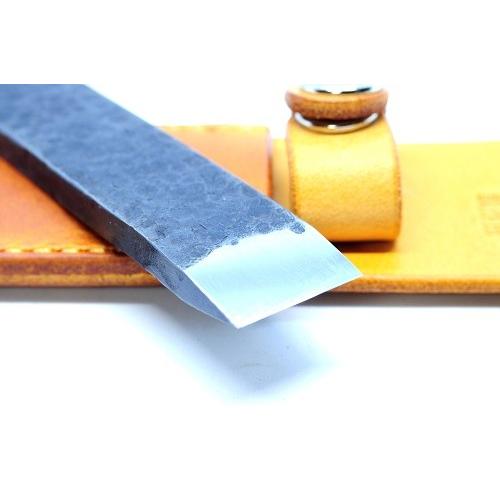 手打ち鍛造 最高級篆刻刀 ”薄刃” 白紙全鋼 黒皮 姫路産オイルレザーケースセット|sumimozi|03