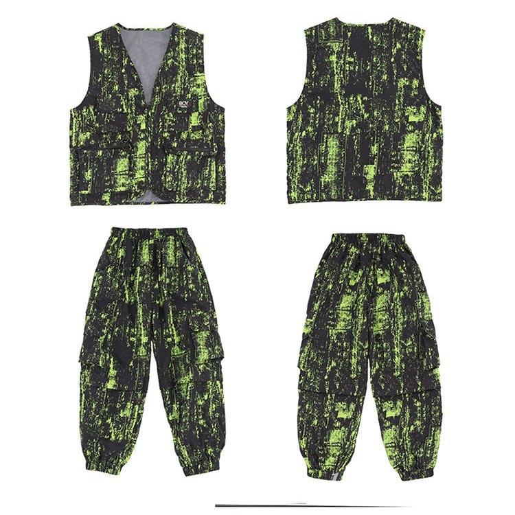 キッズ ダンス 衣装 かっこいい ヒップホップ レッスン着 子供服 夏 男女兼用 ベスト パンツ ガールズ K Pop 韓国 ステージ衣装 演出服 応援団 かっこいい