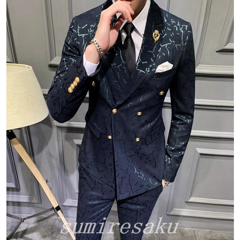 春夏秋冬メンズファッションダブル3ツボタン花柄スーツ2点セット司会者パーティドレス興行パンツスーツスリムセットアップビジネススーツオヤレ ダブルスーツ パンツ 30 Www Bollywoodpapa Com