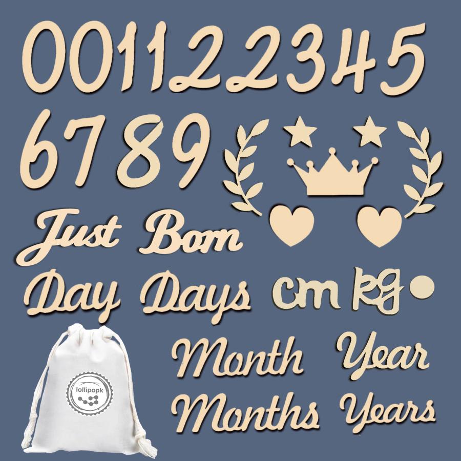 月齢フォト 木製 レターバナー 31枚 ベビーマンスリーカッド ニューボーンフォト 記念日フォト 成長記録 出産祝い 撮影用 寝相アート 天然木製 の商品画像