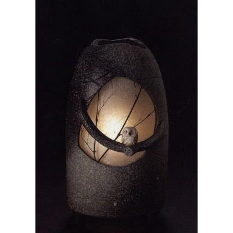 信楽焼 月夜のふくろうあかり 室内用