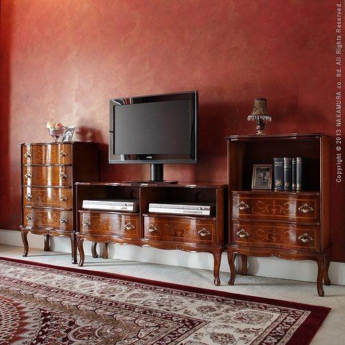 イタリア 家具 ヴェローナクラシック 猫脚2段オープンチェスト W58cm