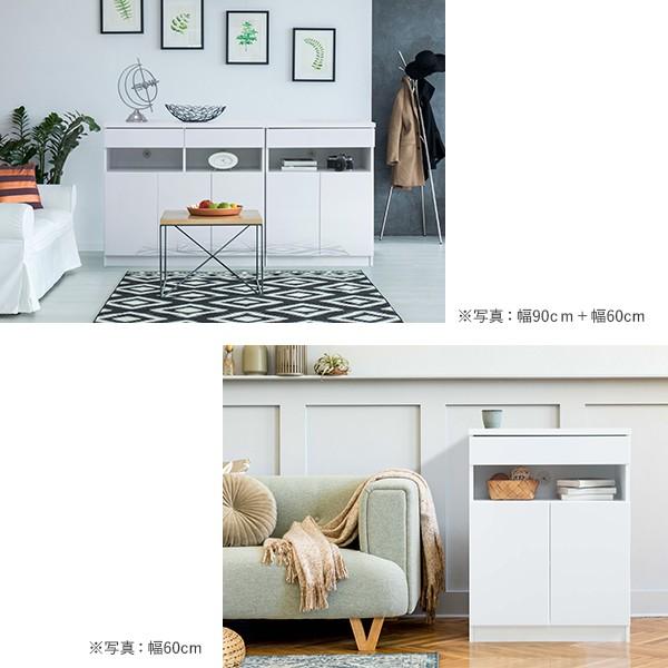 キャビネット 白 配線収納-ロビンキャビネット- 幅90cm チェスト サイドボード モデム収納 ルーター収納 鏡面 白家具 引き出し 北欧 おしゃれ |  | 05