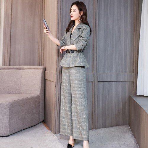 お気に入り 女性 ワイドパンツルック 50代 40代 30代 代 ファッション レディース セットアップ 冬 大人きれい ワイドパンツ 上下スーツ グレンチェック柄 秋 セットアップ サイズ 2xl Pathwaysfl Org