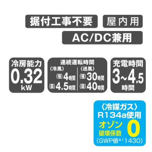日動工業 夏季限定! ポータブルスポットクーラー エコやん バッテリー