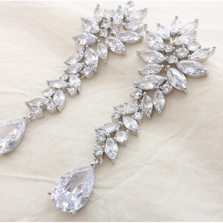 ウェディング アクセサリー【キュービックジルコニア ロングイヤリング(ピアス選択可能)】 |  | 08