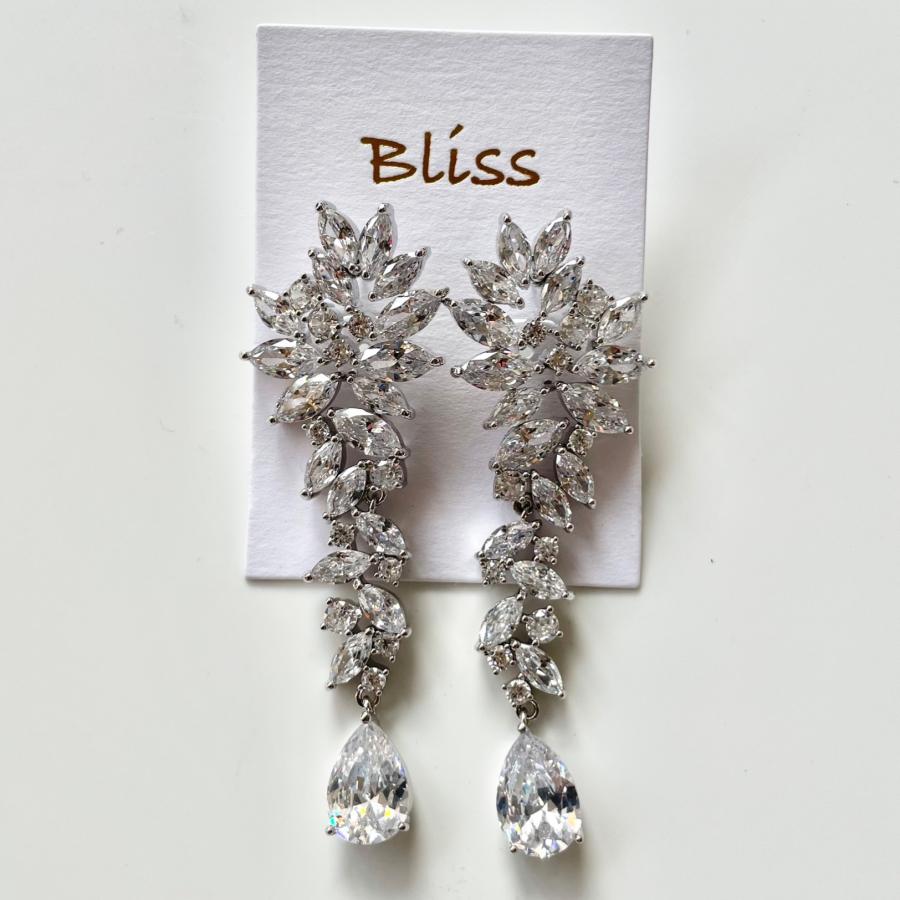 ウェディング アクセサリー【キュービックジルコニア ロングイヤリング(ピアス選択可能)】 |  | 01