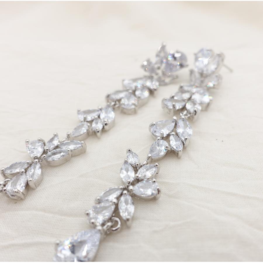 ウェディング アクセサリー【ジルコニア フラワーロングタッセル ピアス(or イヤリング選択)】 |  | 06