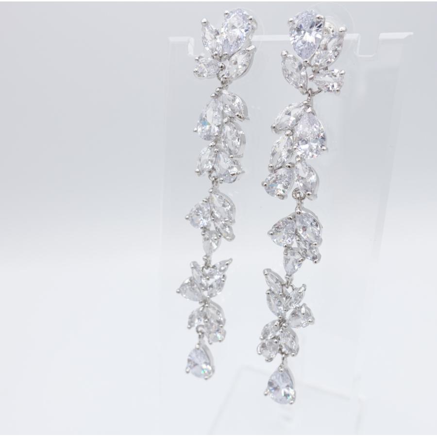 ウェディング アクセサリー【ジルコニア フラワーロングタッセル ピアス(or イヤリング選択)】 |  | 07