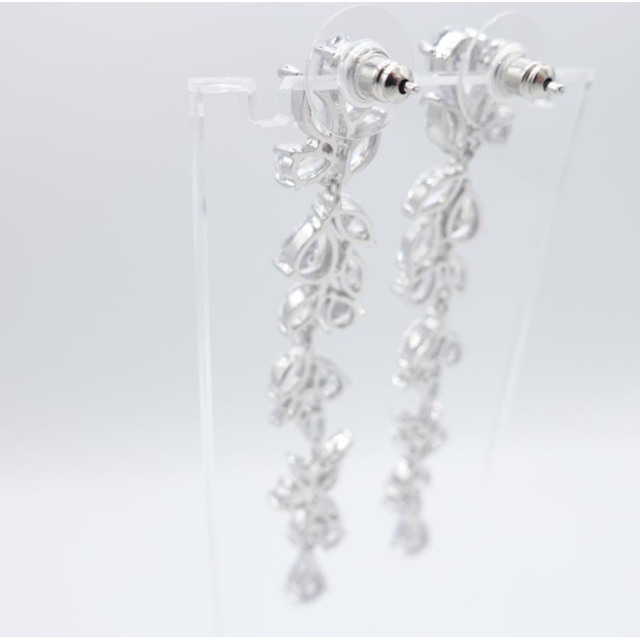 ウェディング アクセサリー【ジルコニア フラワーロングタッセル ピアス(or イヤリング選択)】 |  | 08