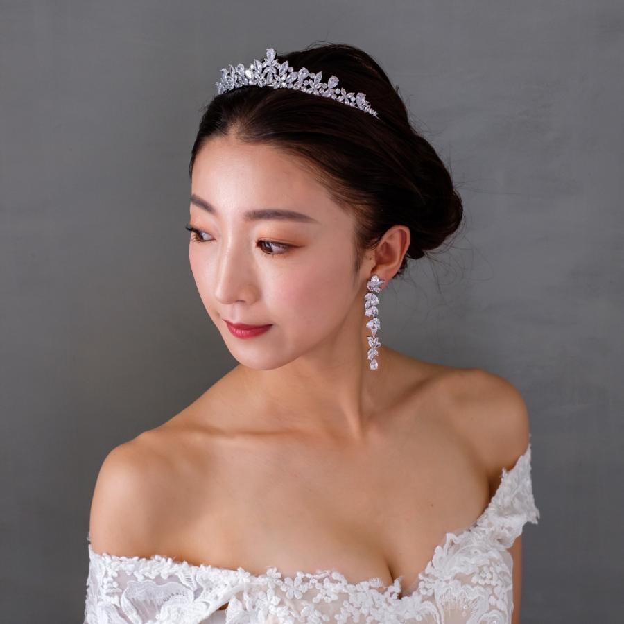 ウェディング アクセサリー【ジルコニア フラワーロングタッセル ピアス(or イヤリング選択)】 |  | 04