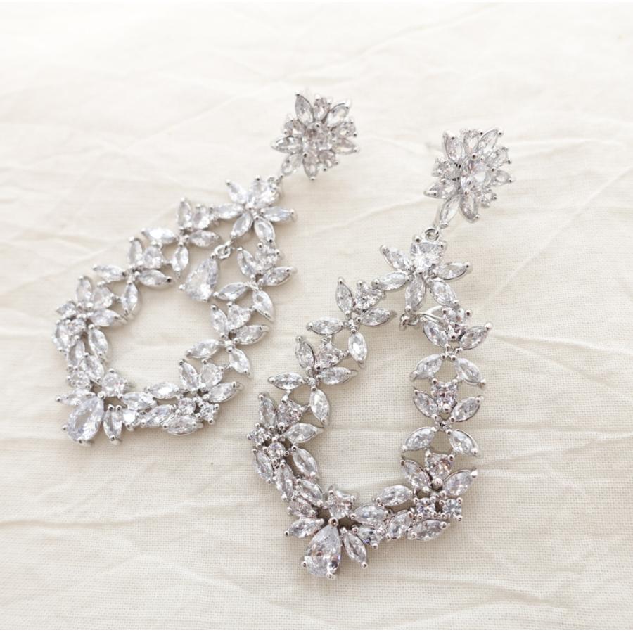 ウェディング アクセサリー【ジルコニア フラワー リース ピアス（ or イヤリングより選択）】 |  | 01