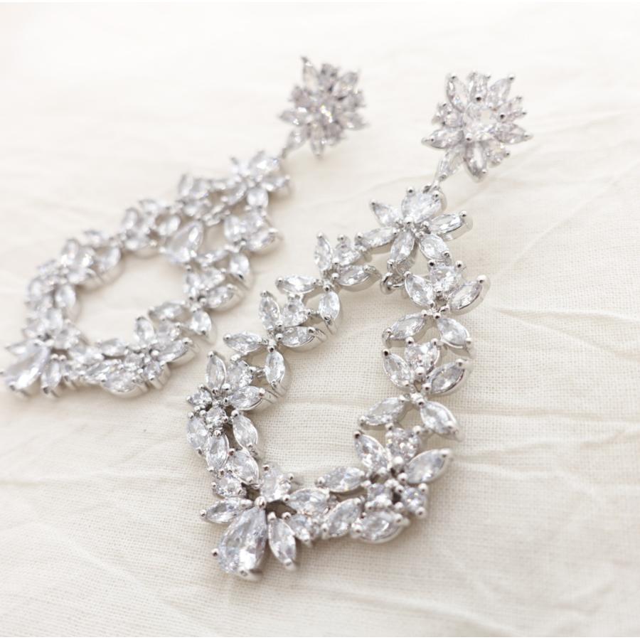 ウェディング アクセサリー【ジルコニア フラワー リース ピアス（ or イヤリングより選択）】 |  | 02