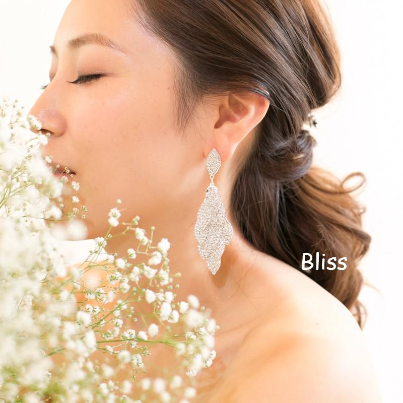 ウェディング アクセサリー【リーフビジューピアス　シルバー or ゴールドより選択（or イヤリング選択 】 | 