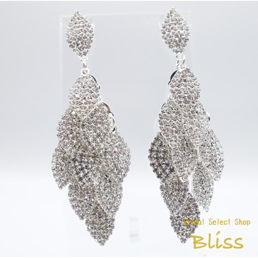 ウェディング アクセサリー【リーフビジューピアス　シルバー or ゴールドより選択（or イヤリング選択 】 |  | 03