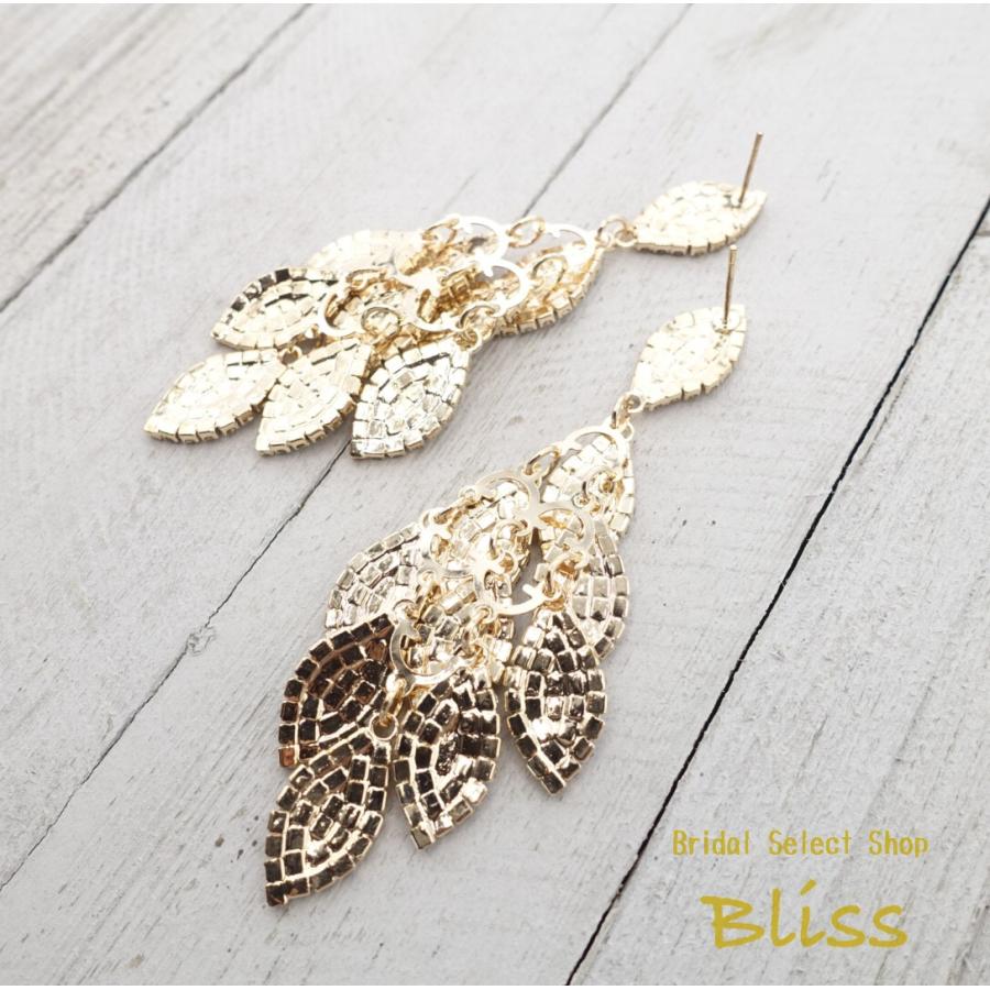 ウェディング アクセサリー【リーフビジューピアス　シルバー or ゴールドより選択（or イヤリング選択 】 |  | 07