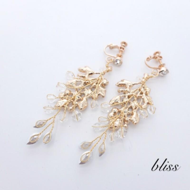 ウェディング アクセサリー【小枝 ゴールド リーフ イヤリング】 |  | 03