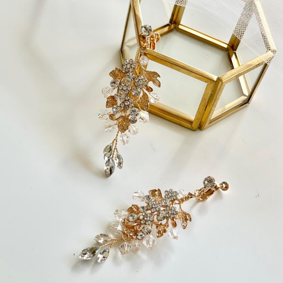 ウェディング アクセサリー【小枝 ゴールド リーフ イヤリング】 |  | 01