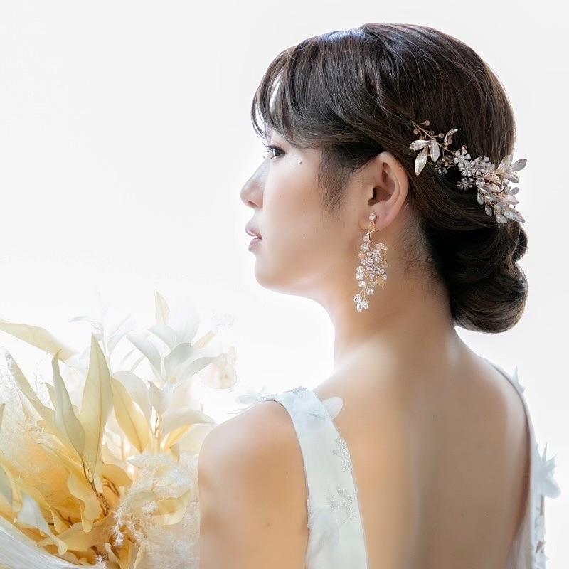 ウェディング アクセサリー【小枝 ゴールド リーフ イヤリング】 |  | 02