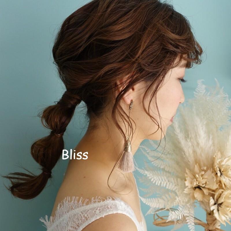 ウェディング アクセサリー【フリンジ ピアス モカベージュ】 |  | 01