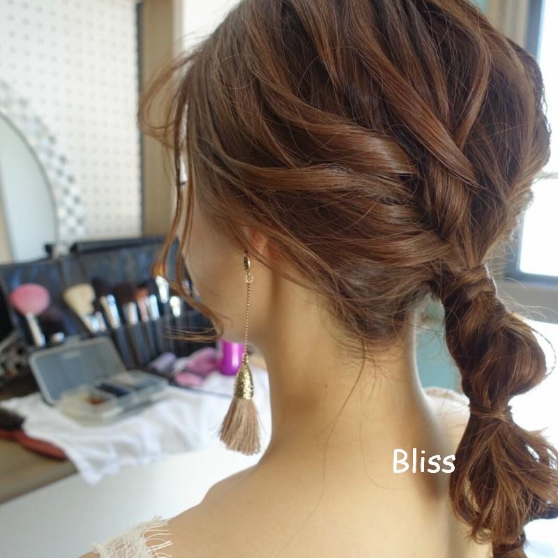 ウェディング アクセサリー【フリンジ ピアス モカベージュ】 |  | 02