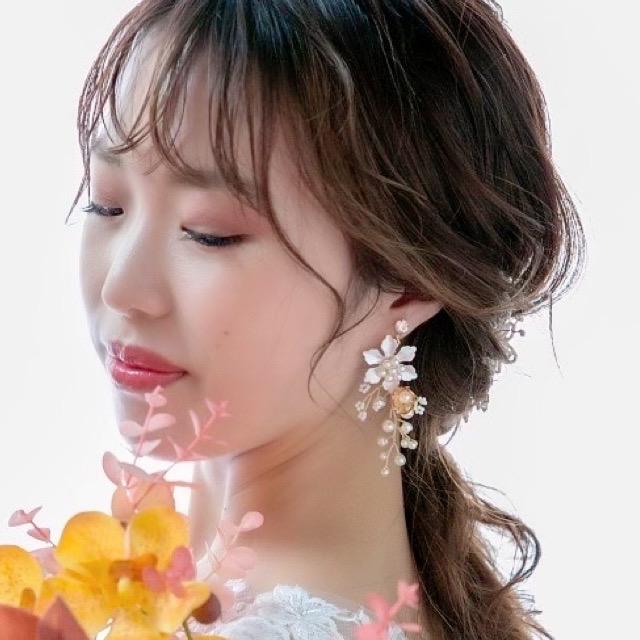 ウェディング アクセサリー【小枝 パール フラワー イヤリング（or ピアス選択） 】ブライダル 小物 | 