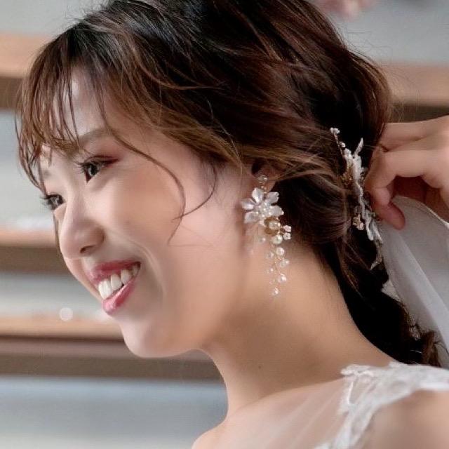 ウェディング アクセサリー【小枝 パール フラワー イヤリング（or ピアス選択） 】ブライダル 小物 |  | 02