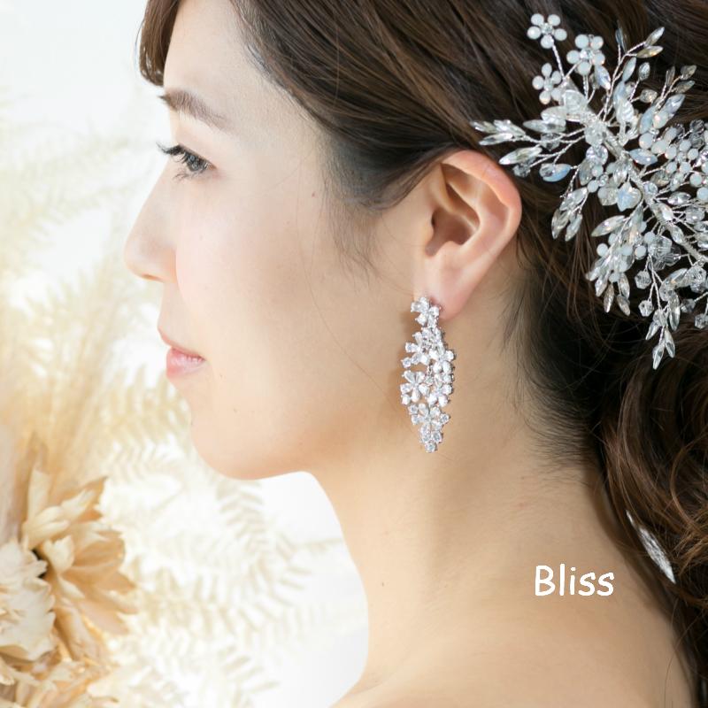 ウェディング アクセサリー【キュービック ジルコニア フラワー ピアス or イヤリングより選択】ブライダル 結婚式 小物 |  | 01
