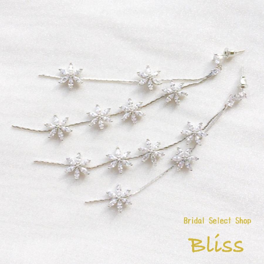 アクセサリー【ジルコニア タッセル ピアス シルバー 】ウェディング ブライダル フォーマル |  | 01