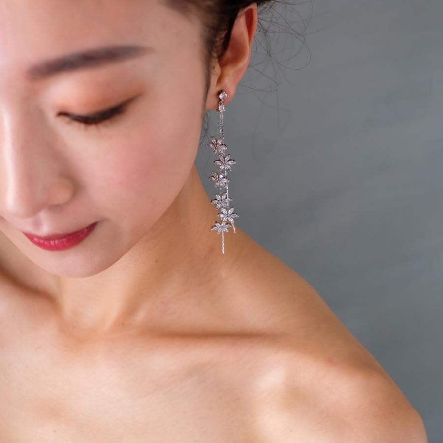 アクセサリー【ジルコニア タッセル ピアス シルバー 】ウェディング ブライダル フォーマル |  | 03