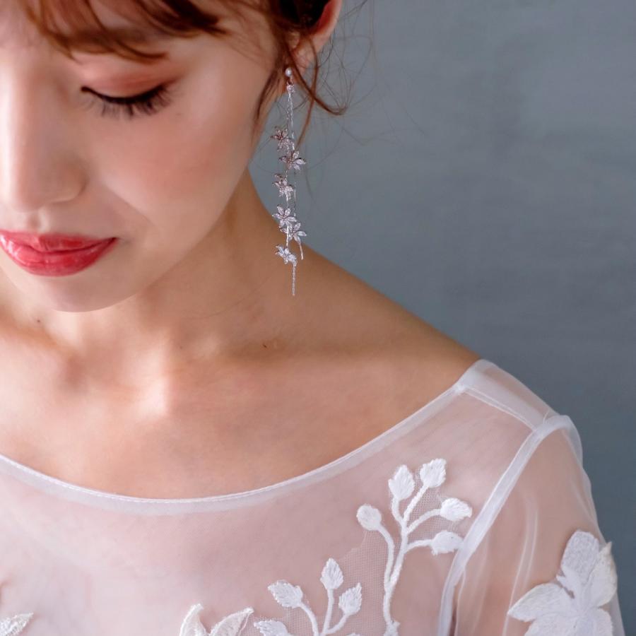 アクセサリー【ジルコニア タッセル ピアス シルバー 】ウェディング ブライダル フォーマル |  | 02