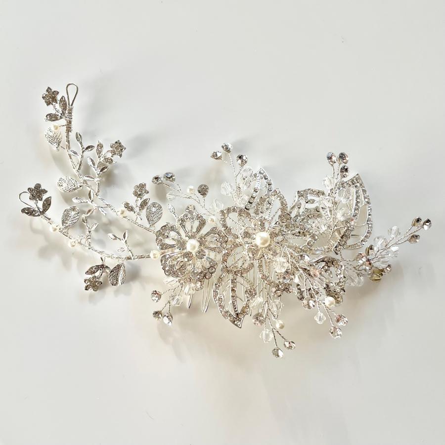 ウェディング アクセサリー【華やか シルバー リーフ ビジュー ボンネ】 |  | 02